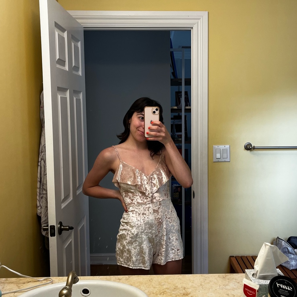 Urban Outfitters Gold Velvet Romper!
